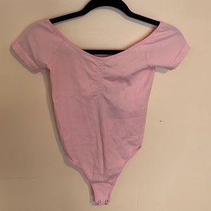 Pink ribbed bodysuit